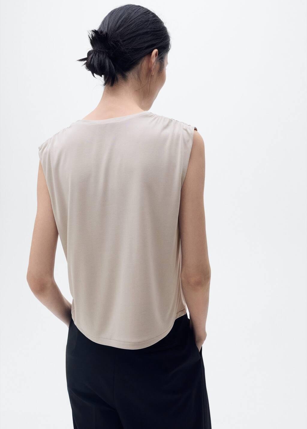 Grey Lt Pastel Flowy T-Shirt With Gathered Shoulders, , large image number 4