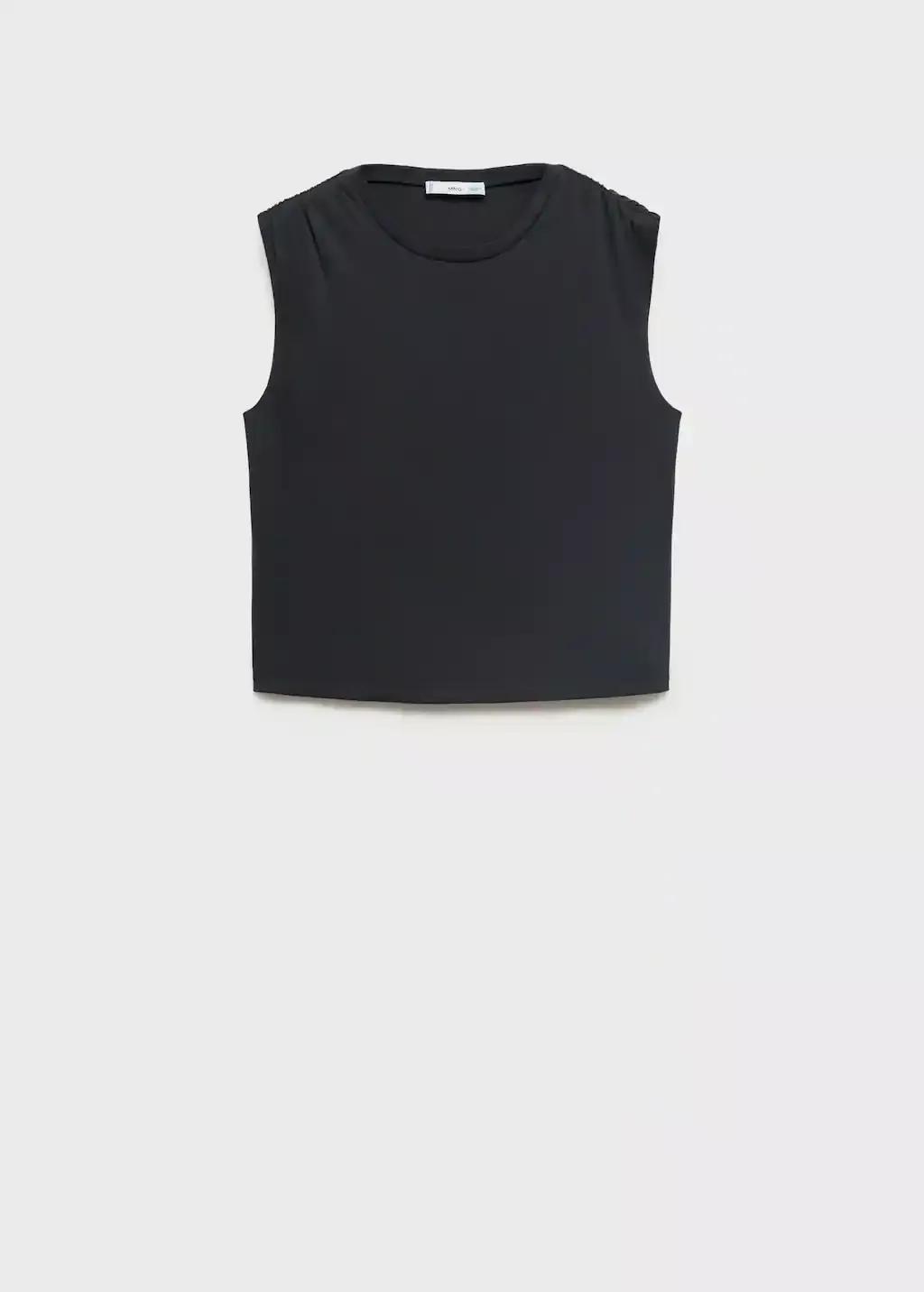 Grey Flowy T-Shirt With Gathered Shoulders, , large image number 3