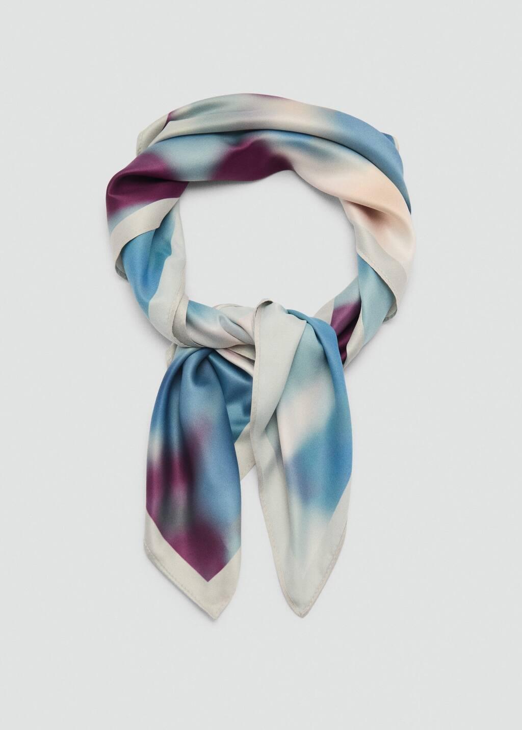 Blue Flowers Printed Scarf, 0201_52, large image number 1