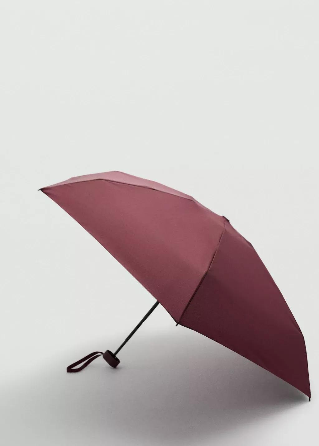 Red Plain Folding Umbrella, Dark Red, large image number 0