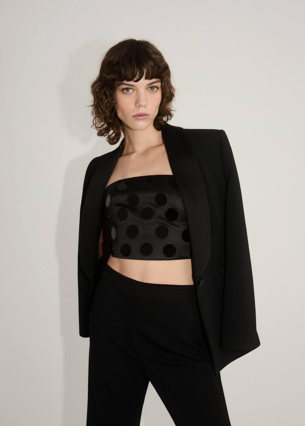 Black Strapless Mirror Top, , large image number 1