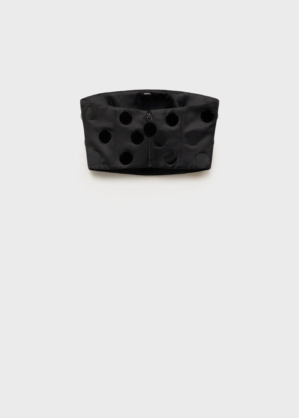 Black Strapless Mirror Top, , large image number 2
