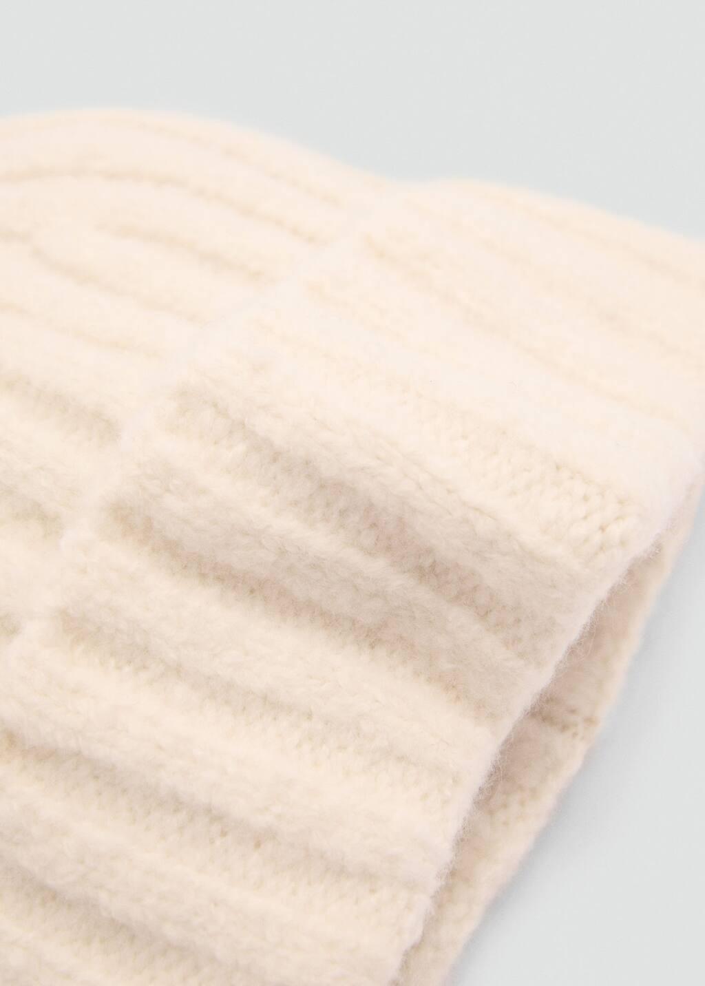 Beige Ribbed Knit Beanie, 0201_05, medium