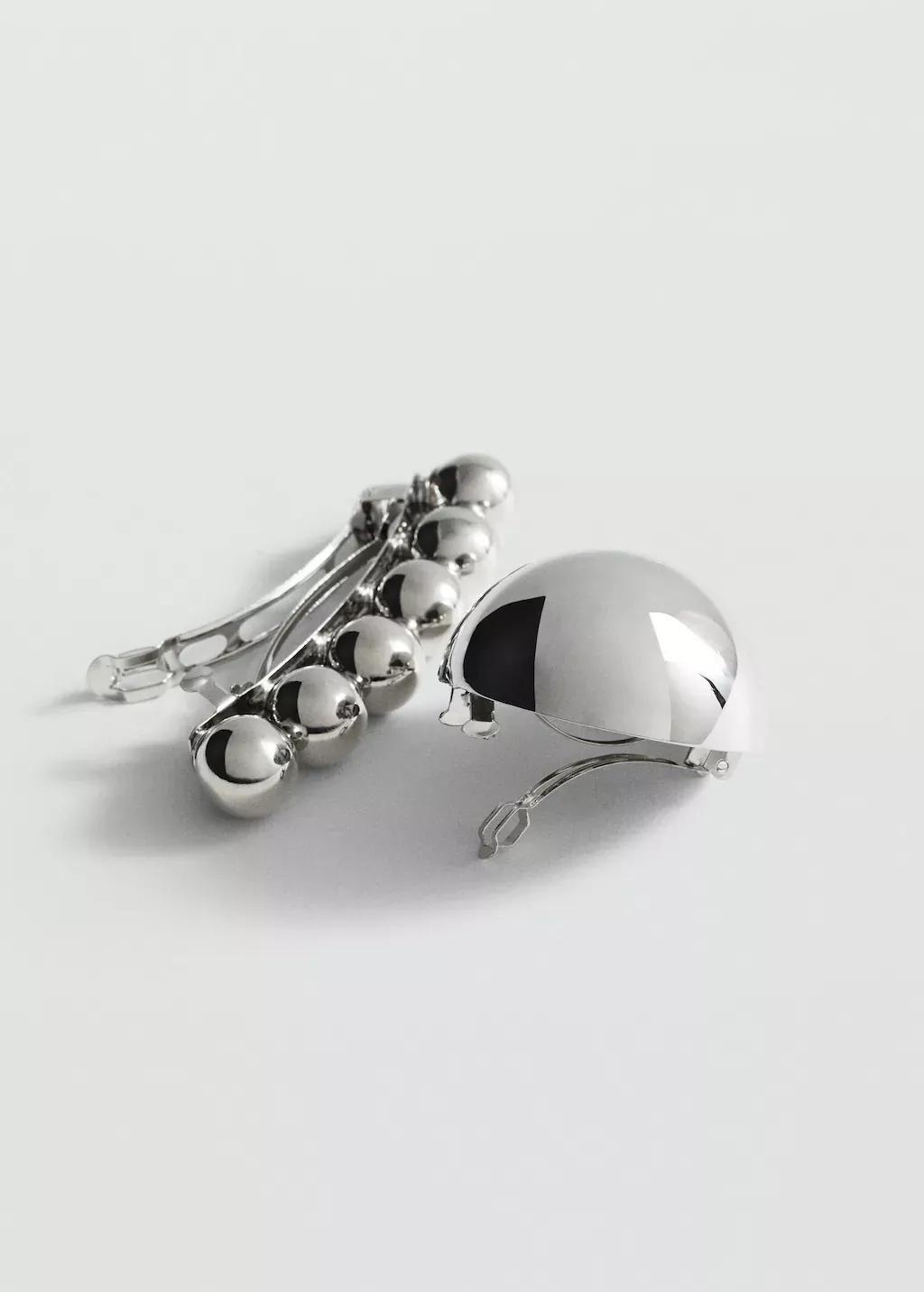 Silver Pack Of 2 Hair Clips, , medium