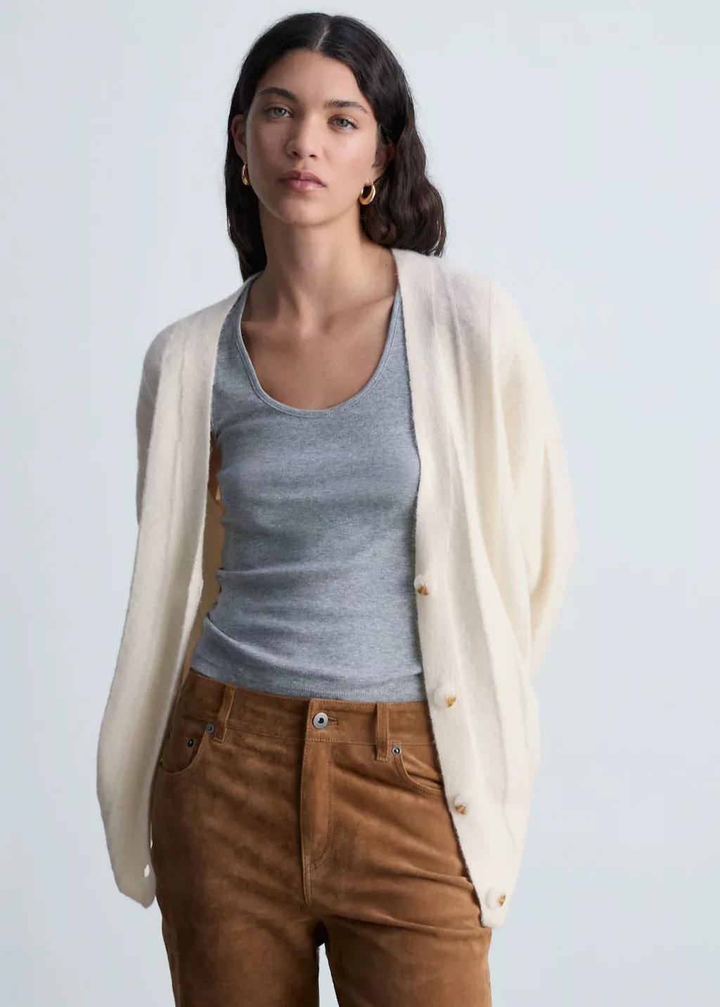 Beige Buttoned Long Cardigan, , large image number 0