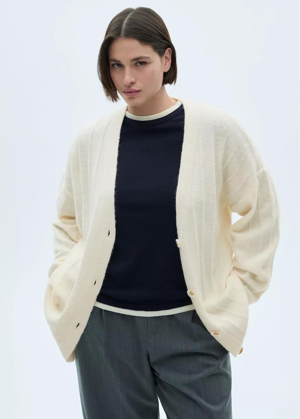 Beige Buttoned Long Cardigan, , large image number 5