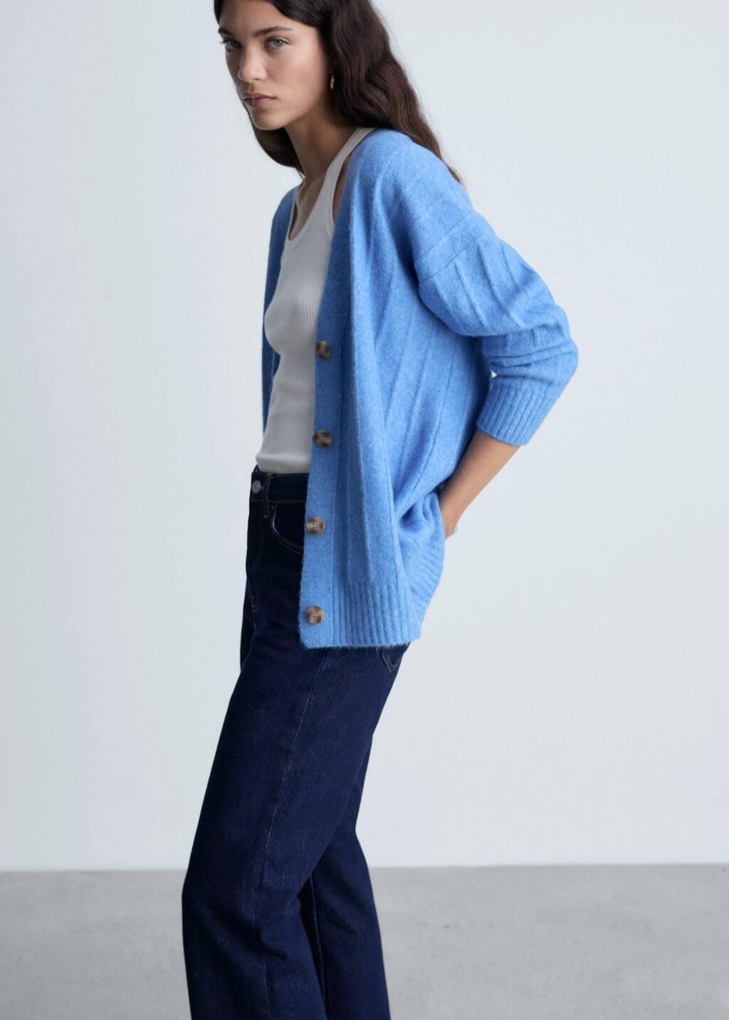 Blue Buttoned Long Cardigan, , large image number 1