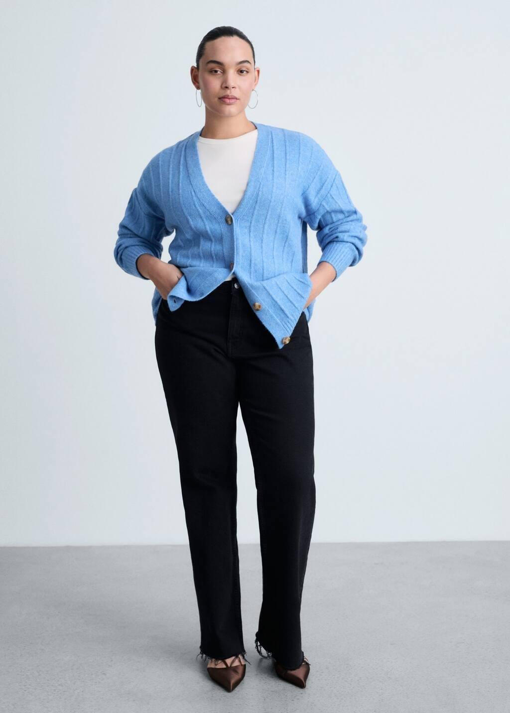 Blue Buttoned Long Cardigan, , large image number 5