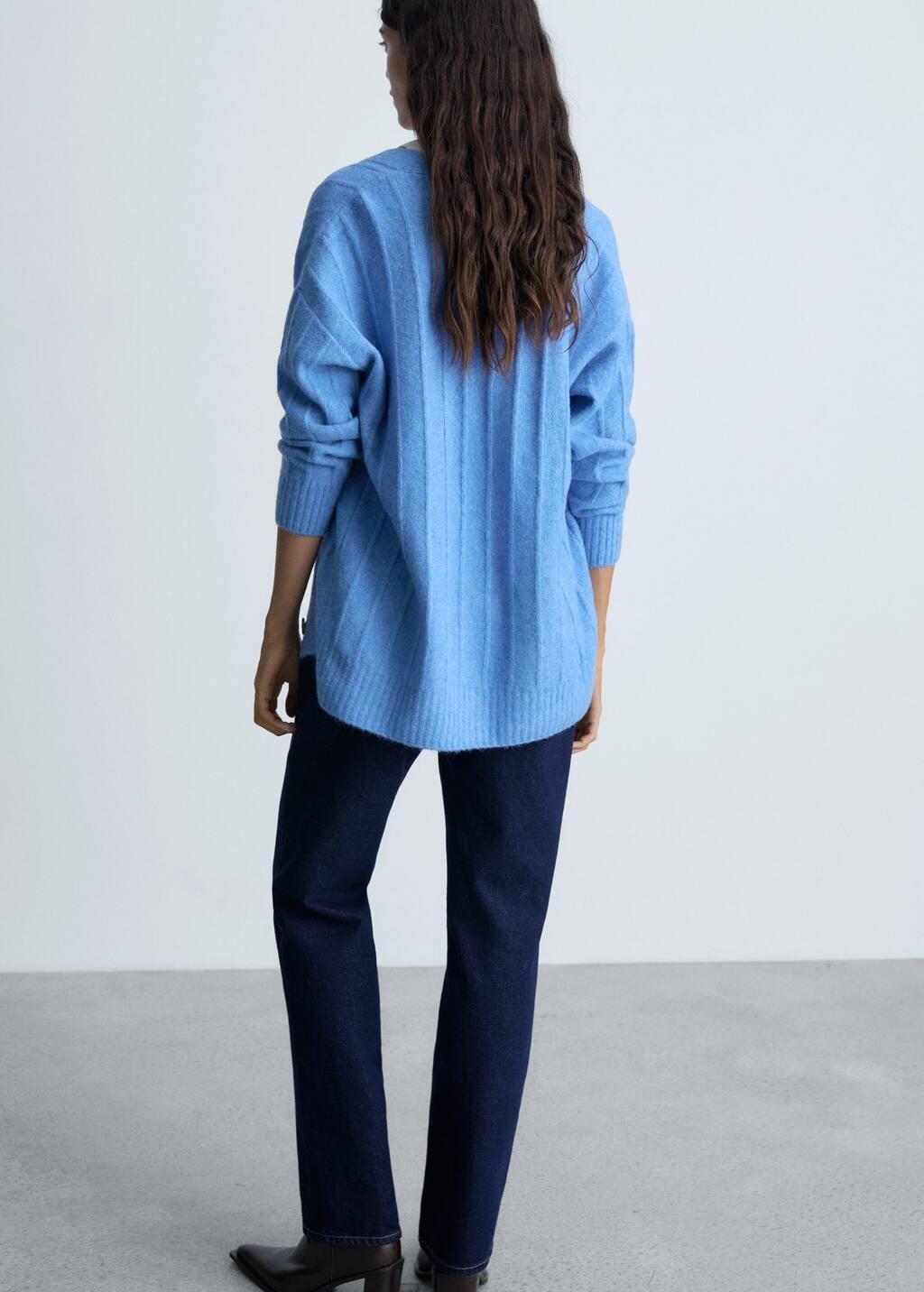 Blue Buttoned Long Cardigan, , large image number 6