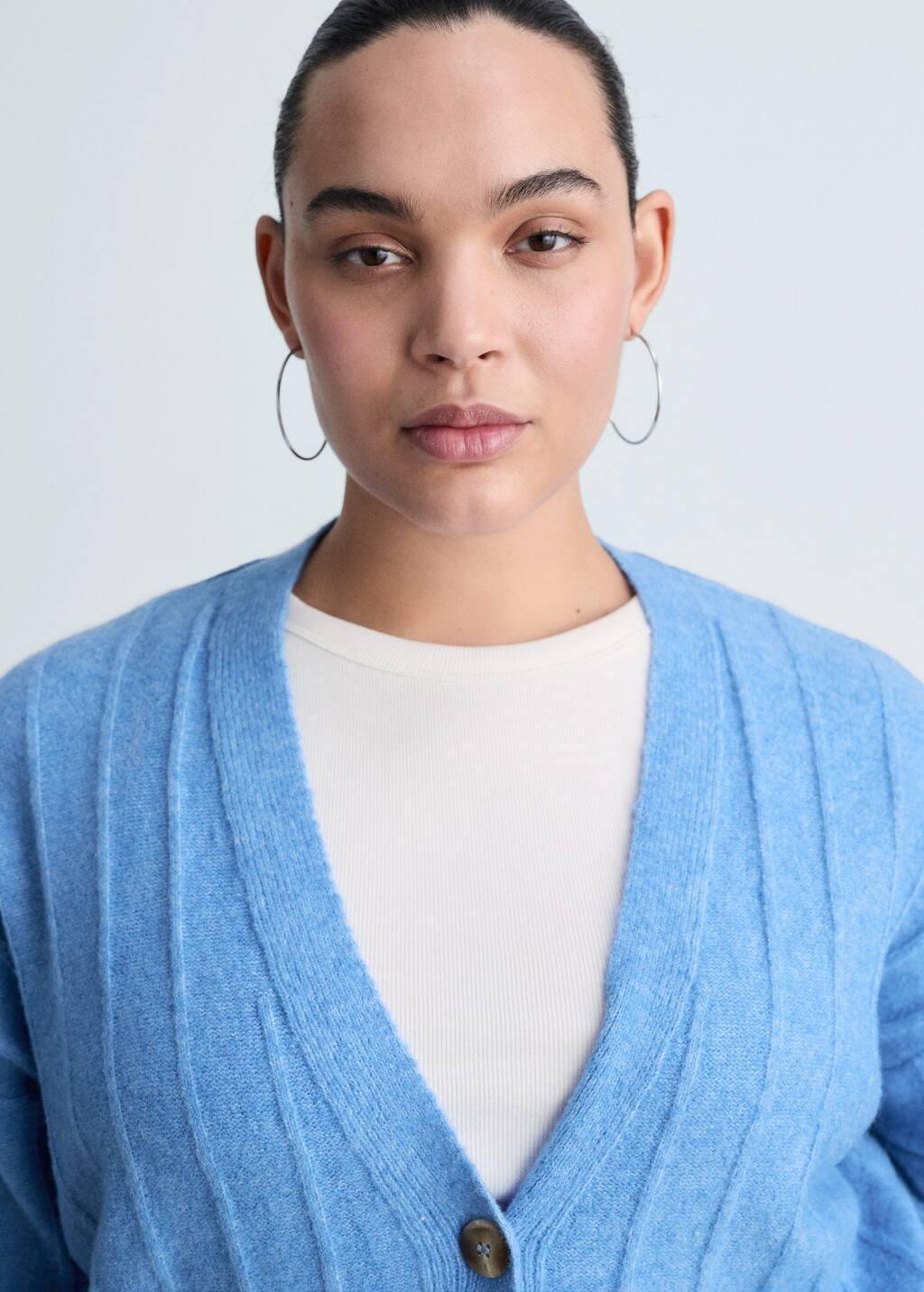 Blue Buttoned Long Cardigan, , large image number 7