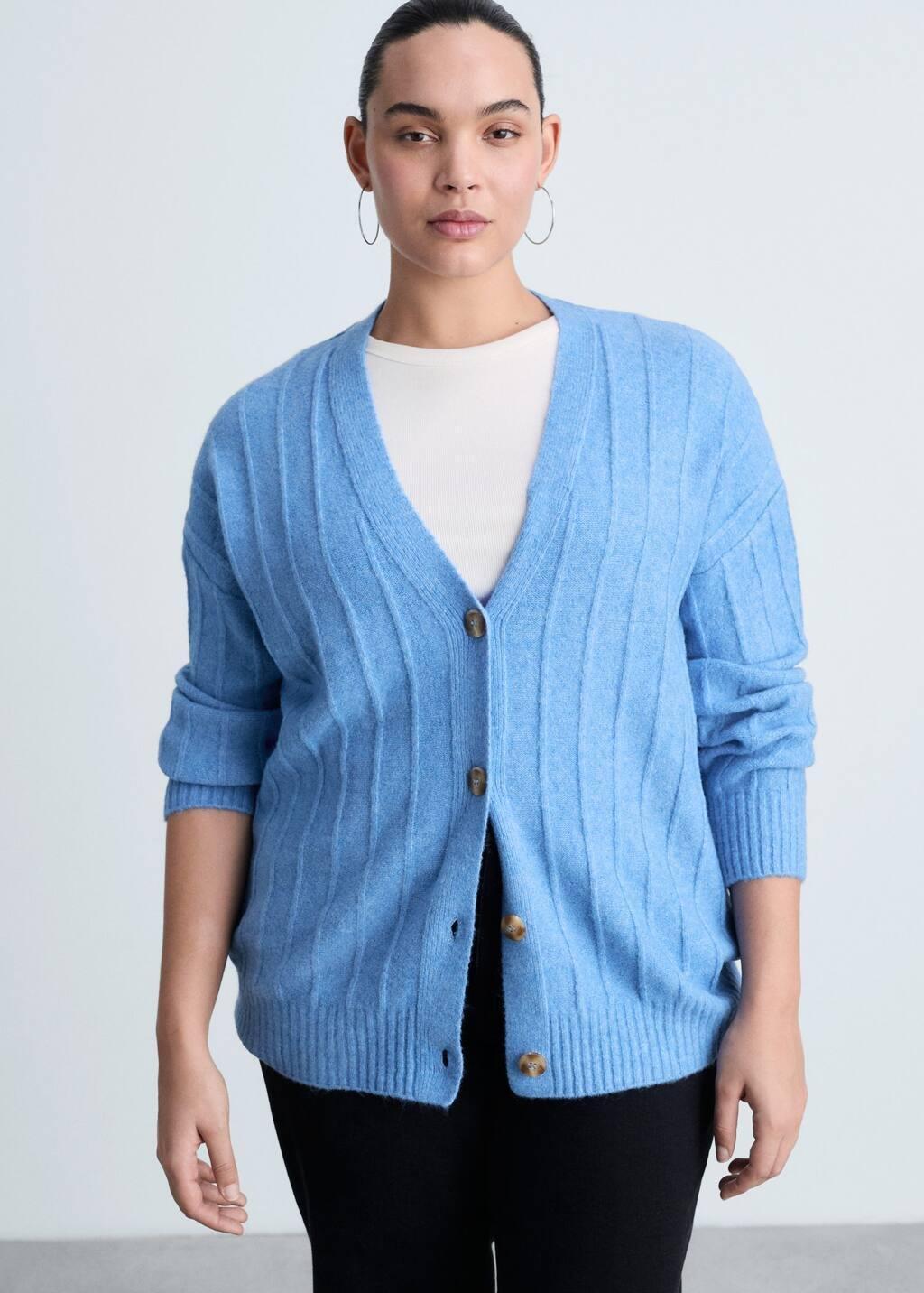 Blue Buttoned Long Cardigan, , large image number 8