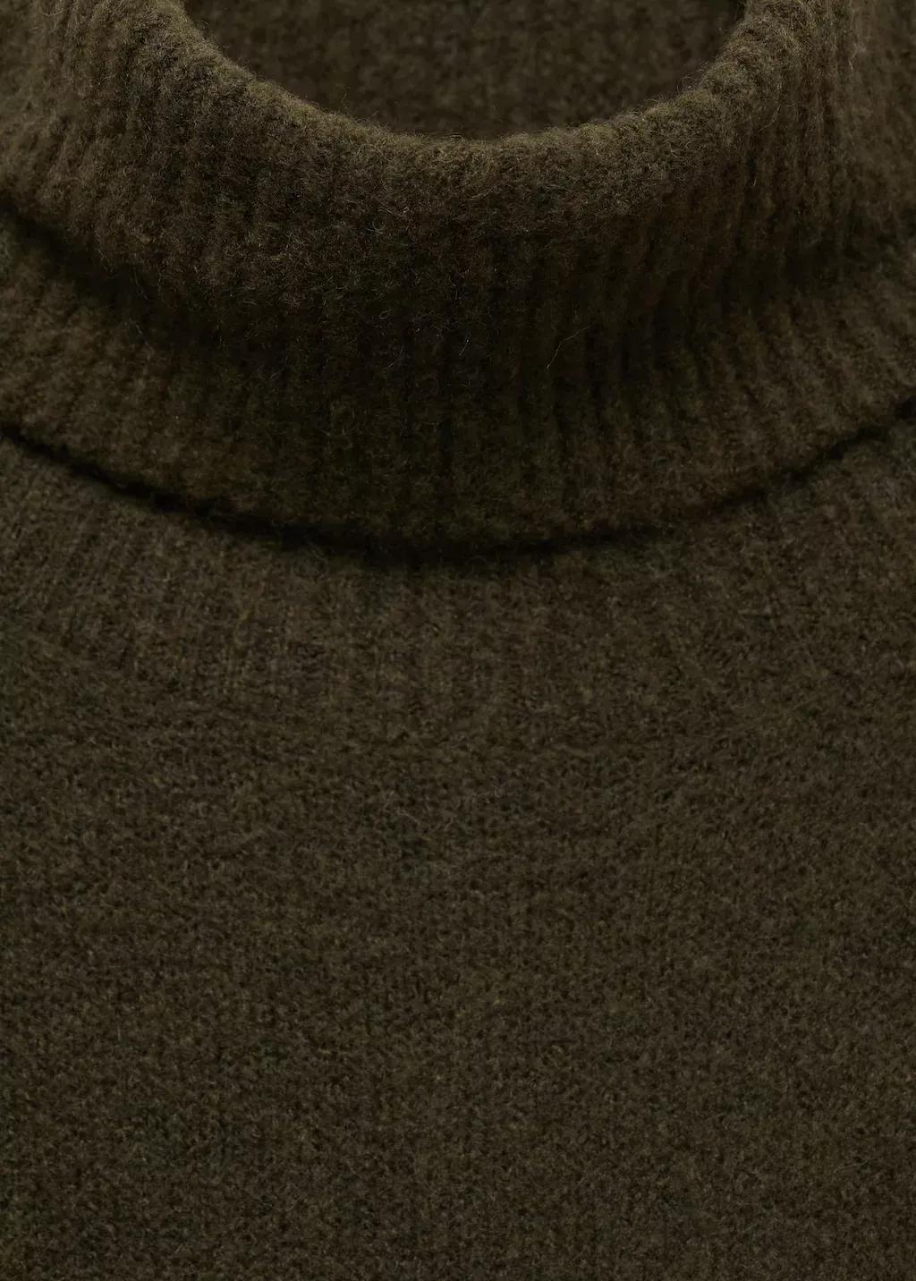 Khaki Short Turtleneck Knitted Dress, , large image number 6
