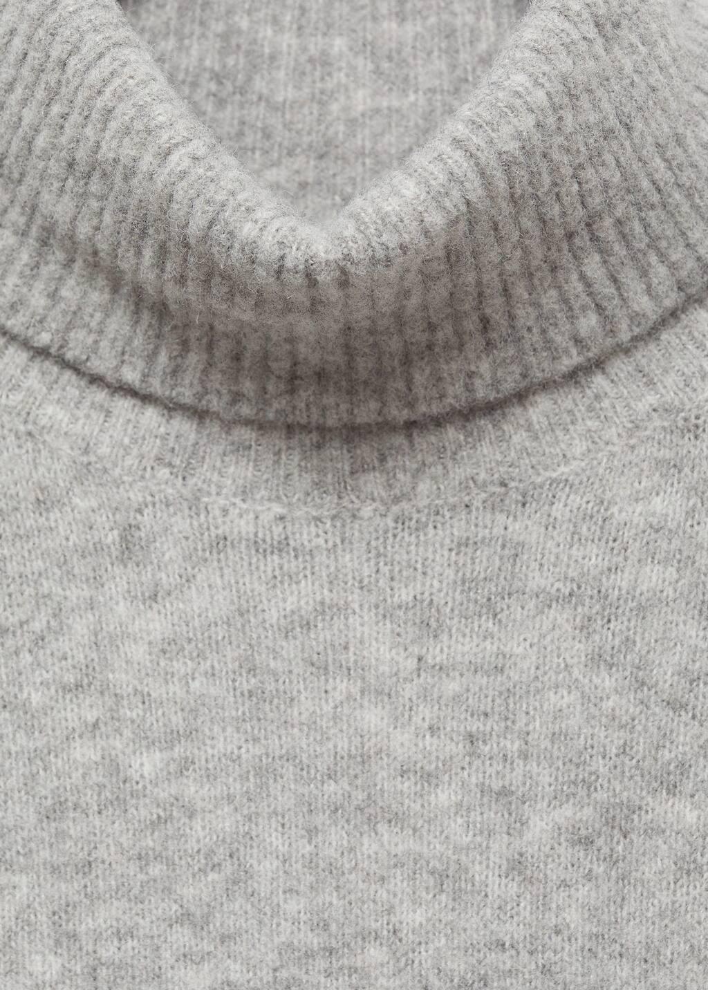 Grey Short Turtleneck Knitted Dress, , large image number 7
