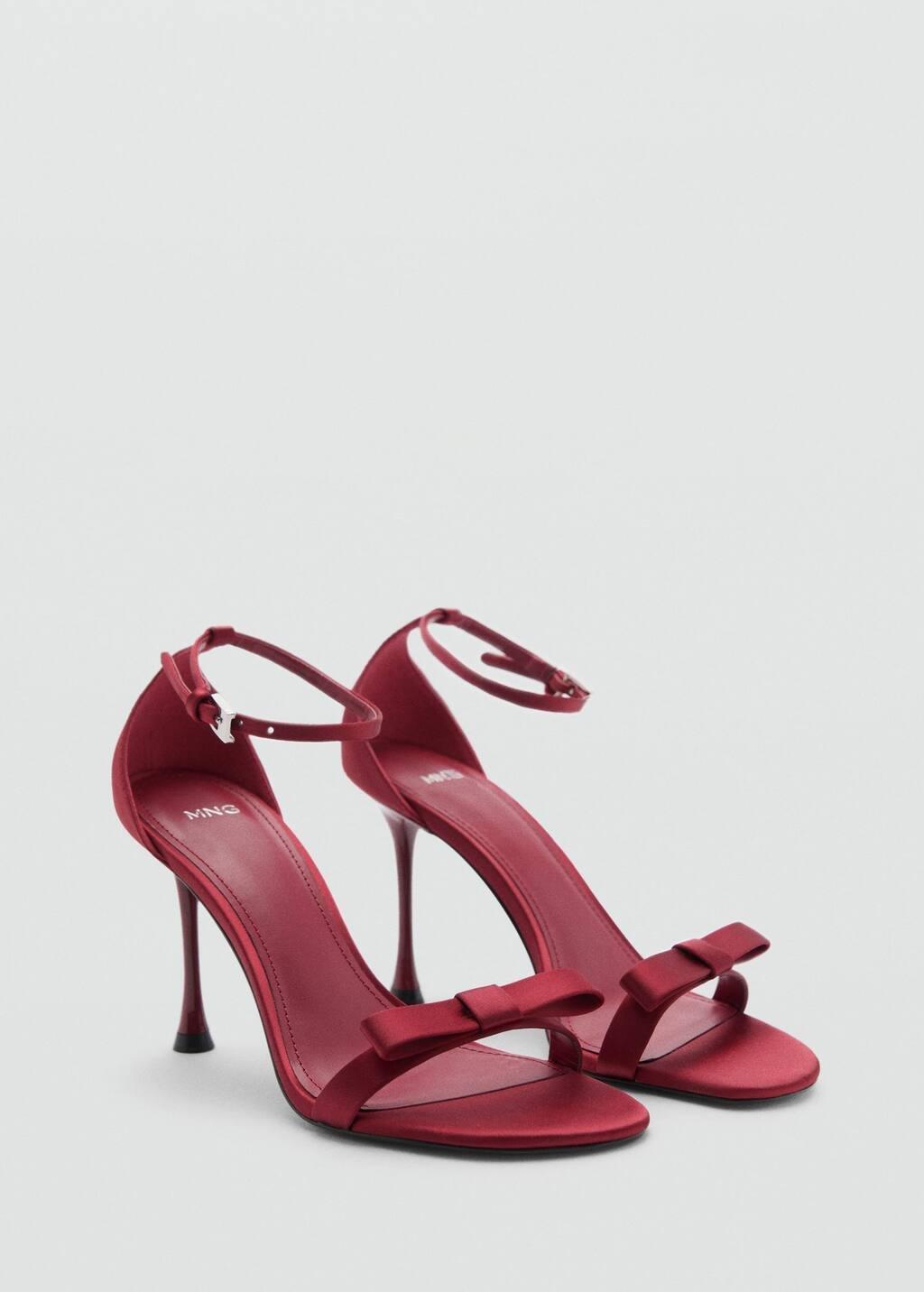 Red Heeled Sandals With Decorative Bow, Red, large image number 0