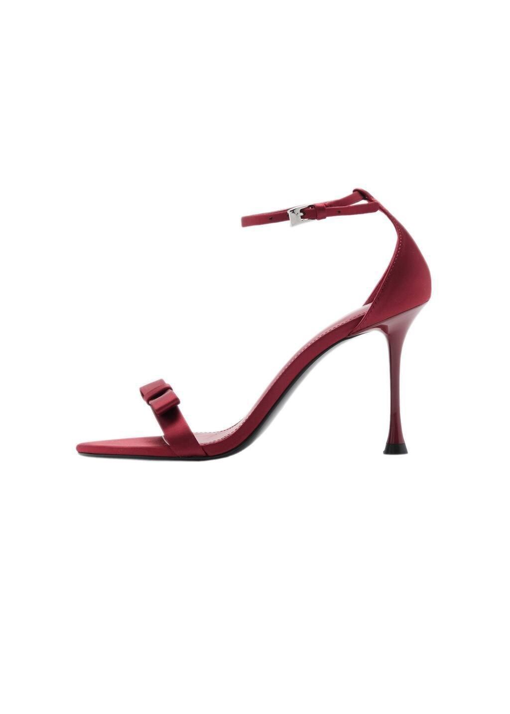 Red Heeled Sandals With Decorative Bow, Red, large image number 3