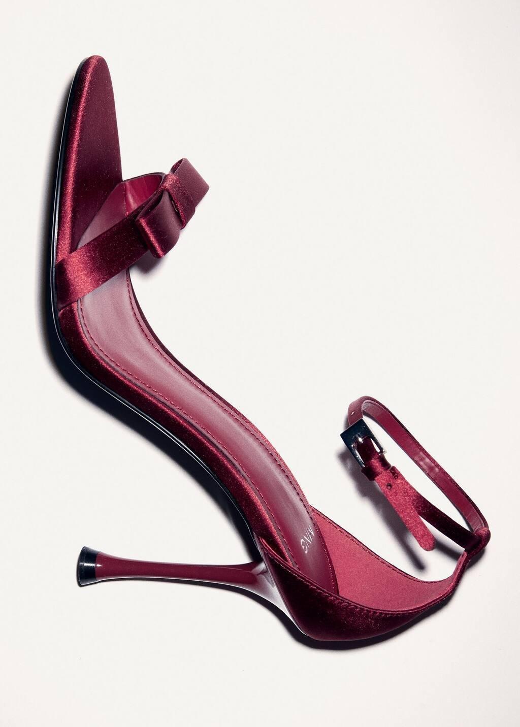 Red Heeled Sandals With Decorative Bow, Red, large image number 4