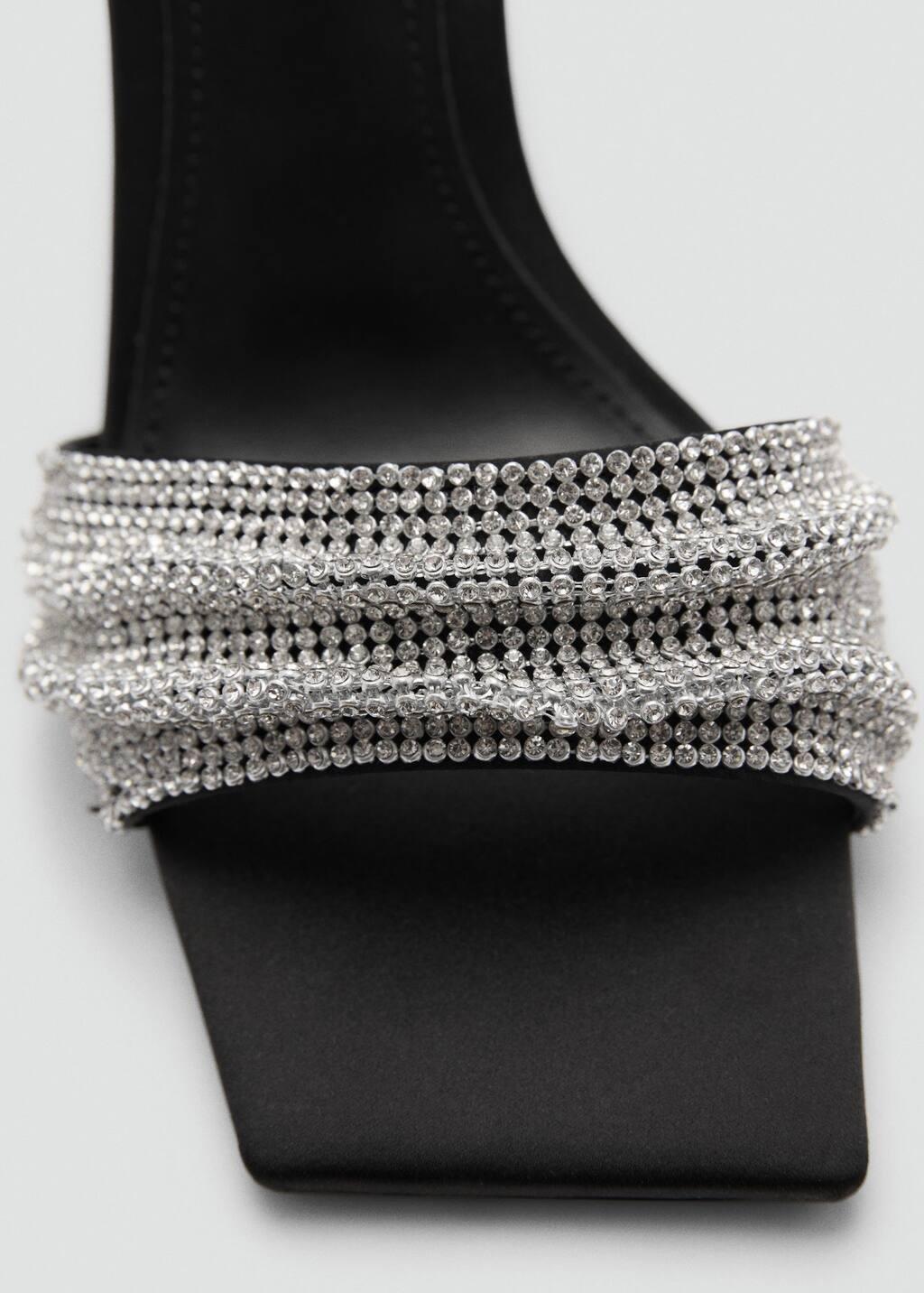 Black Heeled Sandal With Strass Strap, , large image number 2