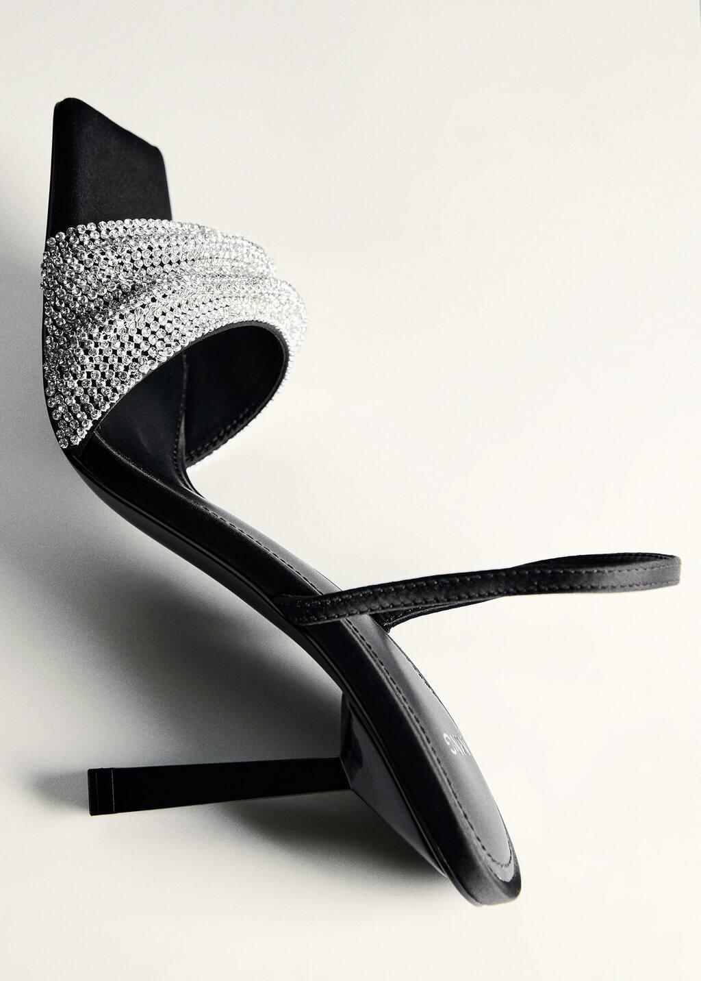 Black Heeled Sandal With Strass Strap, , large image number 4