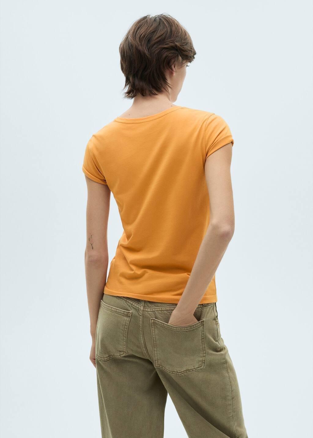 Yellow Cotton T-Shirt With Logo Print, , large image number 4