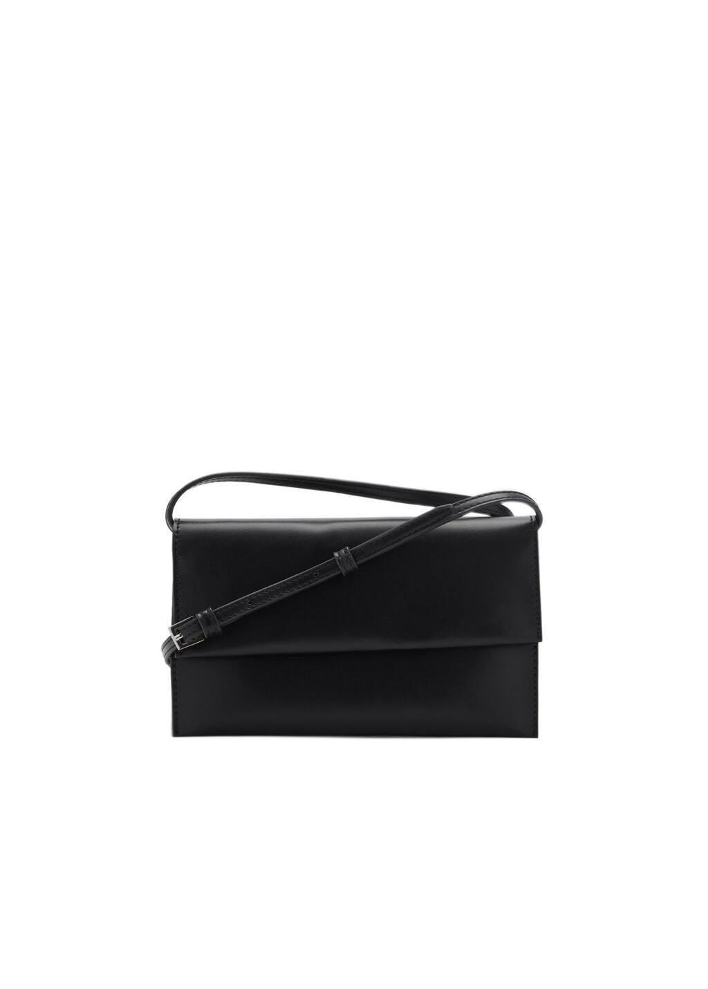 Black Crossbody Bag With Flap, Black, large image number 3