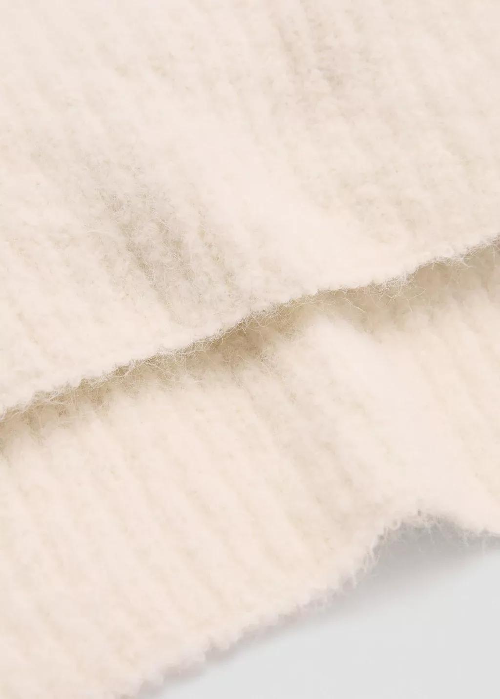 Beige Crop Turtleneck Shawl, Light Beige, large image number 0