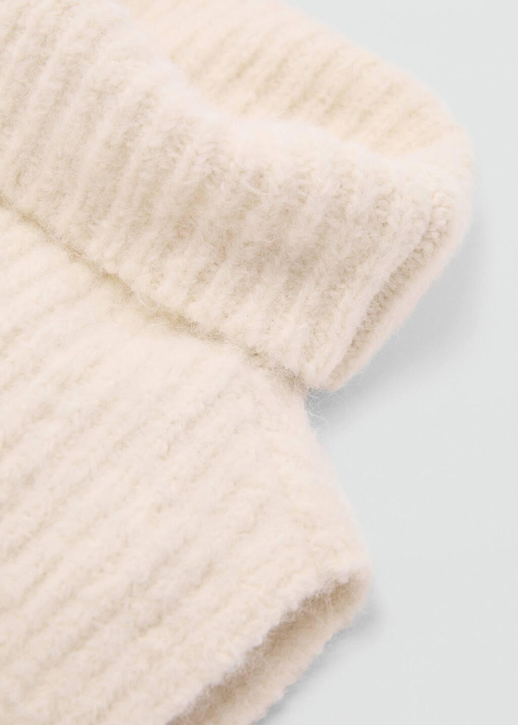 Beige Crop Turtleneck Shawl, Light Beige, large image number 1