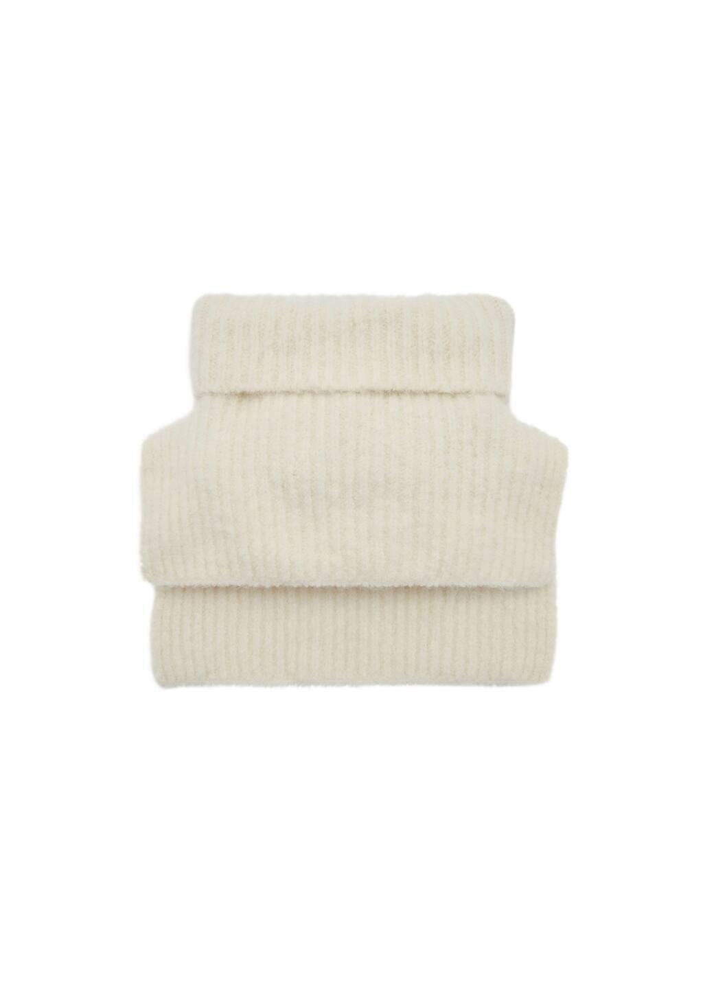 Beige Crop Turtleneck Shawl, Light Beige, large image number 2