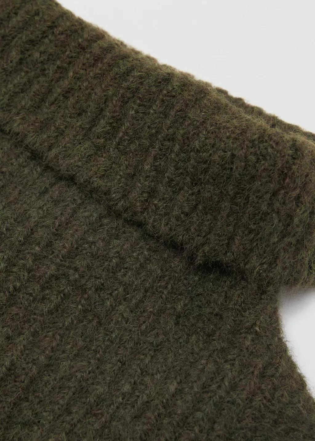 Khaki Crop Turtleneck Shawl, Beige - Khaki, large image number 0