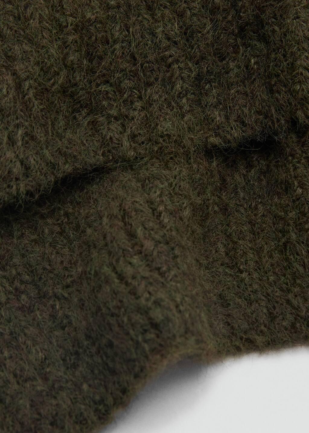 Khaki Crop Turtleneck Shawl, Beige - Khaki, large image number 1