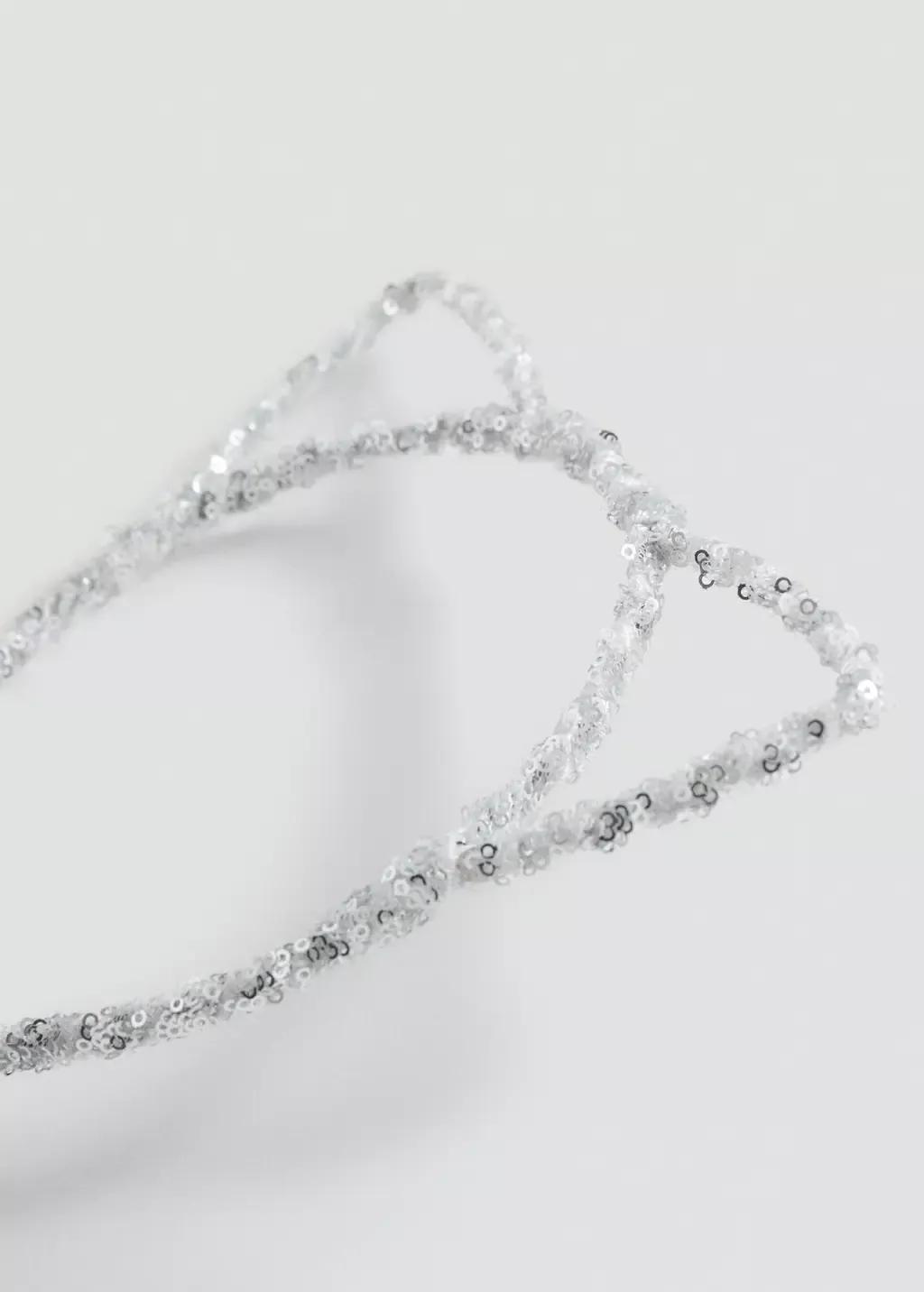 Silver Kitten Ear Hairband, Kids Girls, Silver, large image number 0