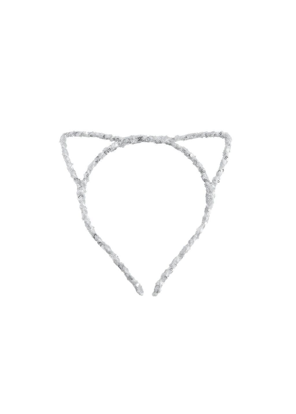 Silver Kitten Ear Hairband, Kids Girls, Silver, large image number 1