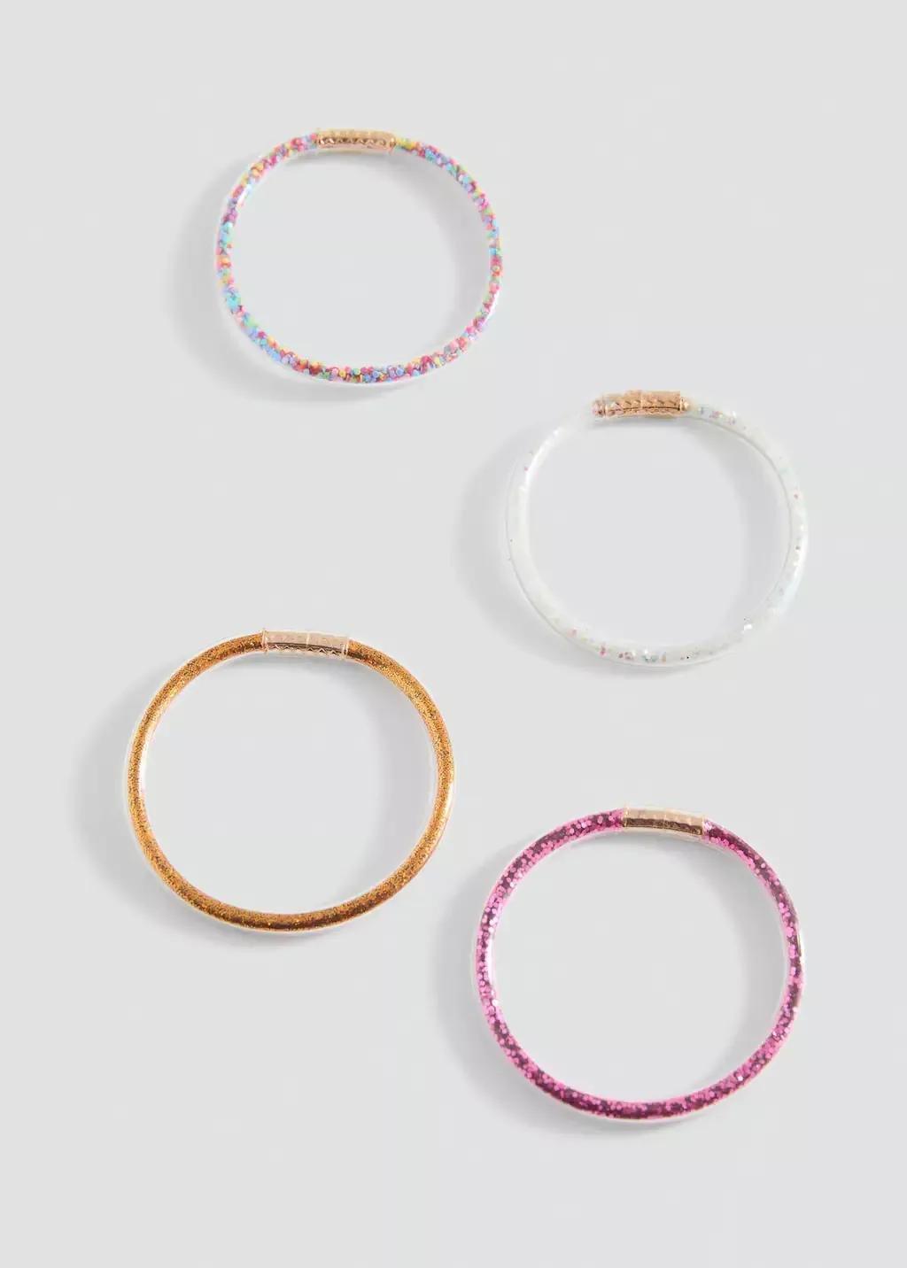 Pink Pack Of 4 Bracelets, Kids Girl, Pink, large image number 0