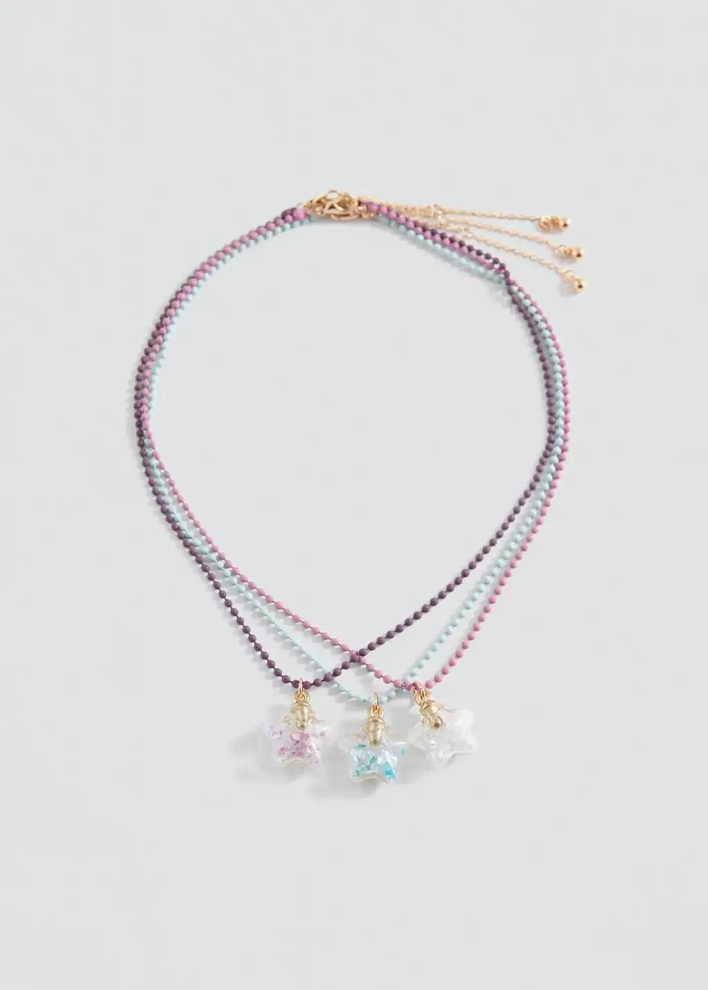 Pink Pack Of 3 Combined Necklaces, Kids Girl, Pink, large image number 0