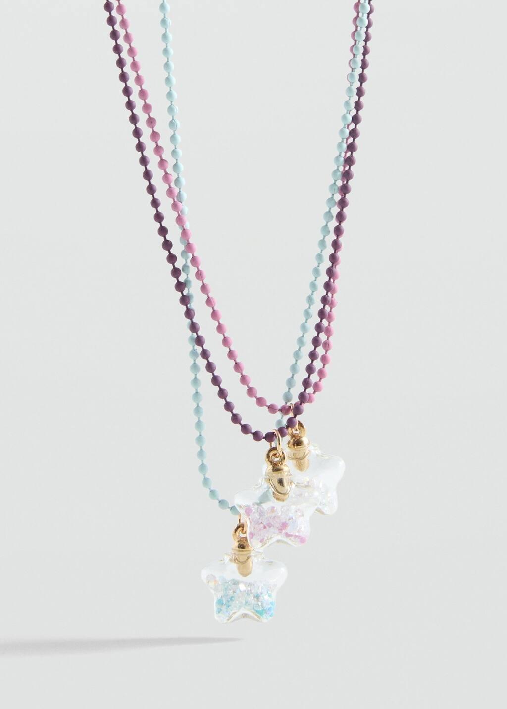 Pink Pack Of 3 Combined Necklaces, Kids Girl, Pink, large image number 1