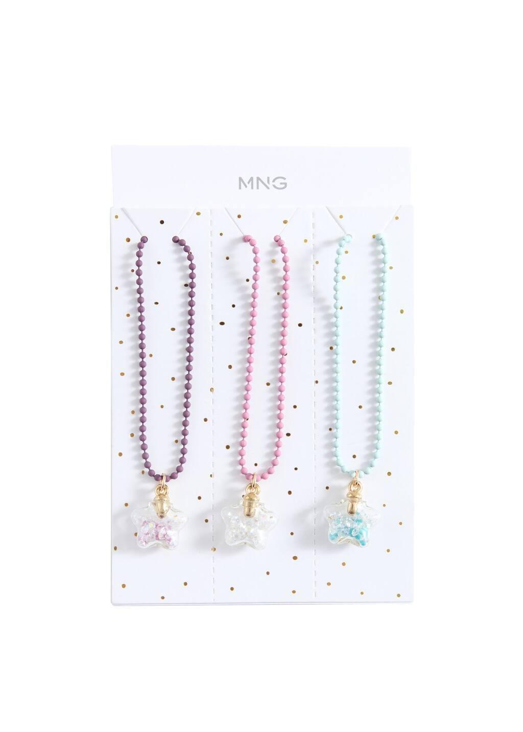 Pink Pack Of 3 Combined Necklaces, Kids Girl, Pink, large image number 2