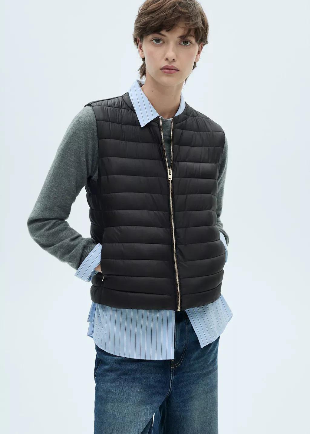 Black Quilted Gilet, , large image number 0