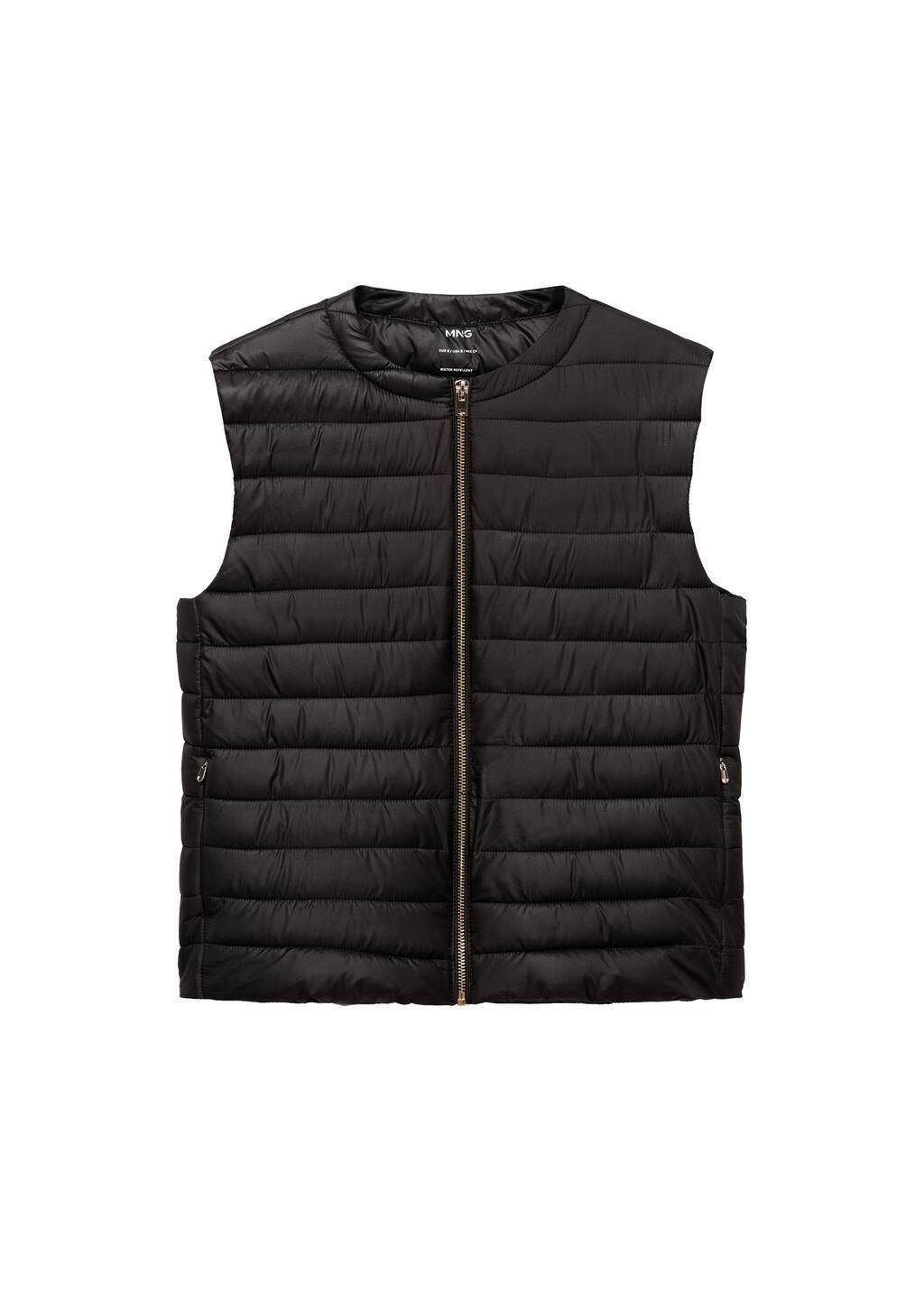 Black Quilted Gilet, , large image number 3