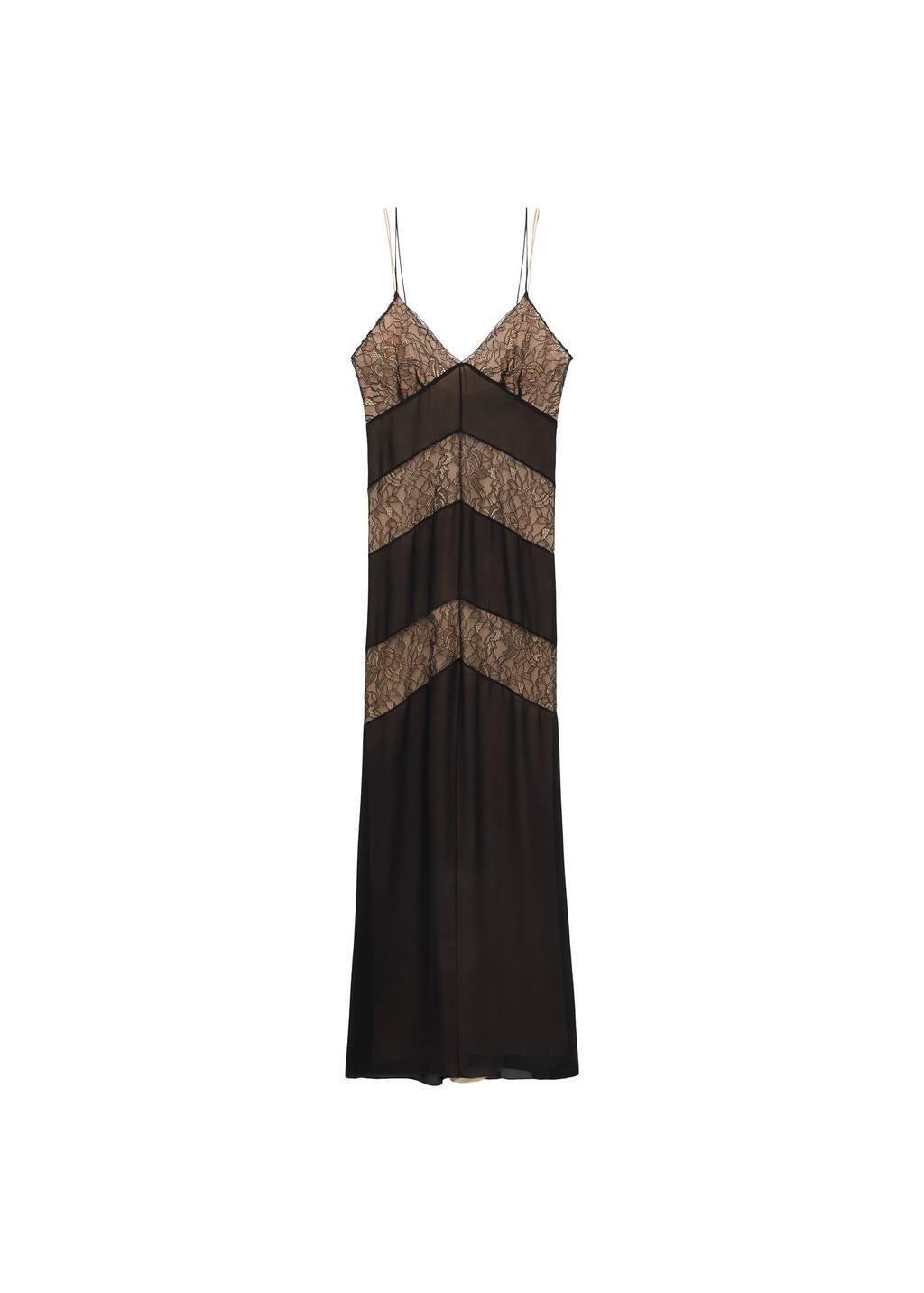 Black Lace Panel Slip Dress, , large image number 3