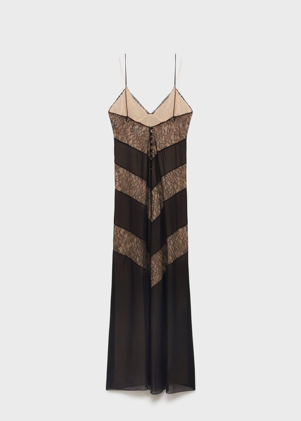 Black Lace Panel Slip Dress, , large image number 4