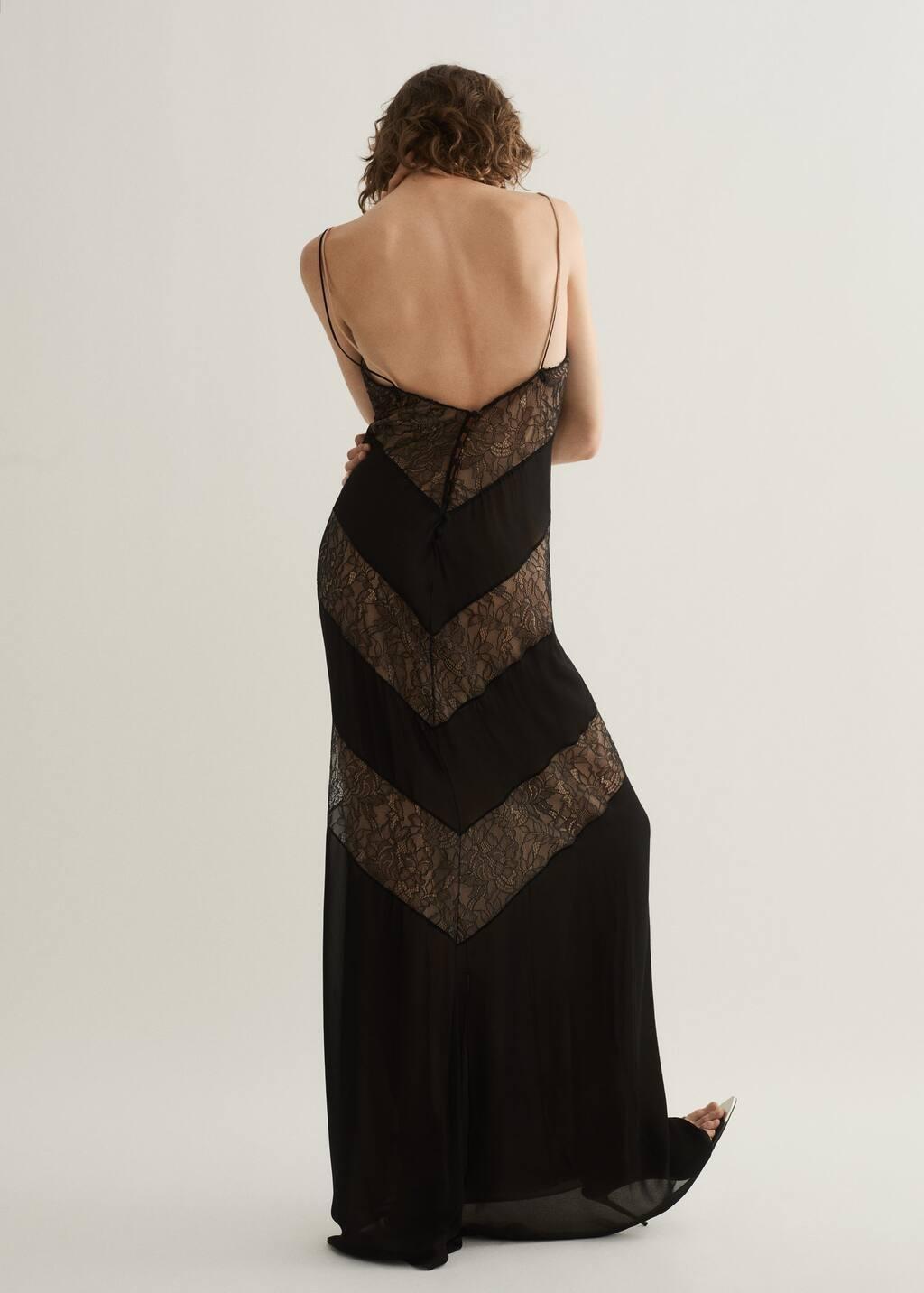 Black Lace Panel Slip Dress, , large image number 5