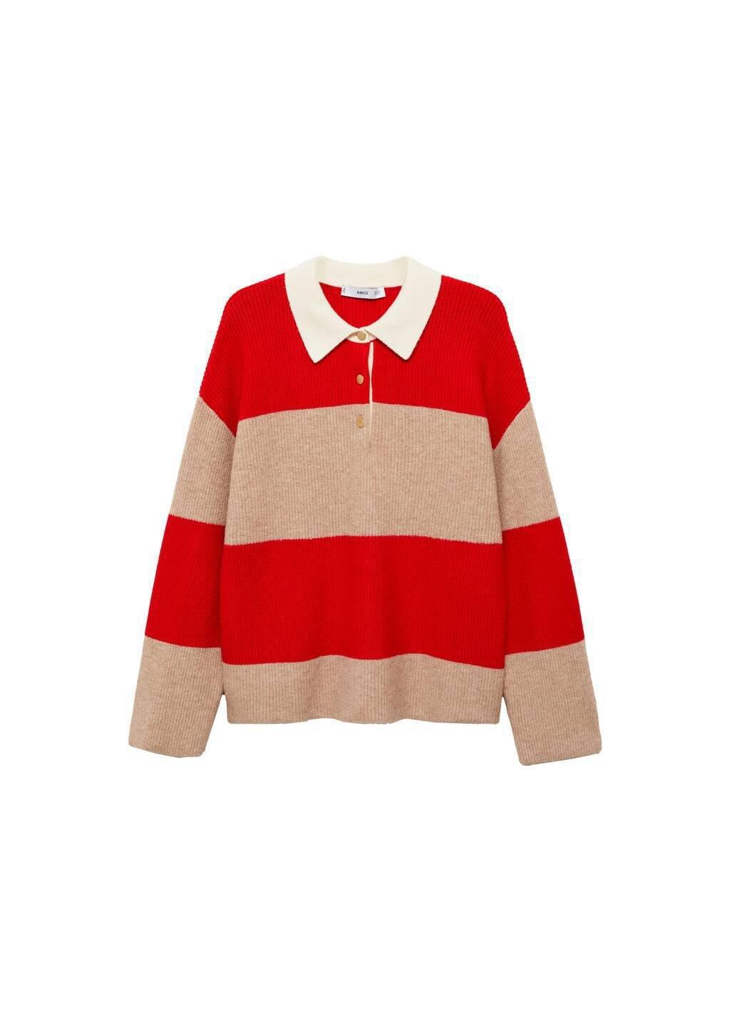 Red Striped Polo-Neck Sweater, , large image number 3