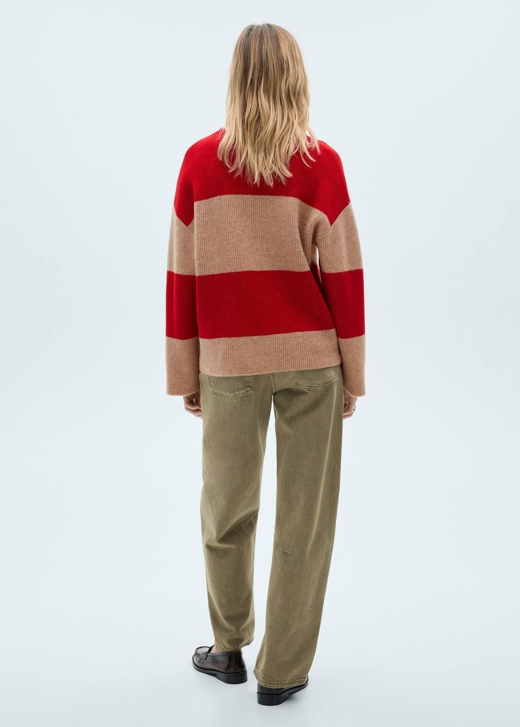 Red Striped Polo-Neck Sweater, , large image number 4