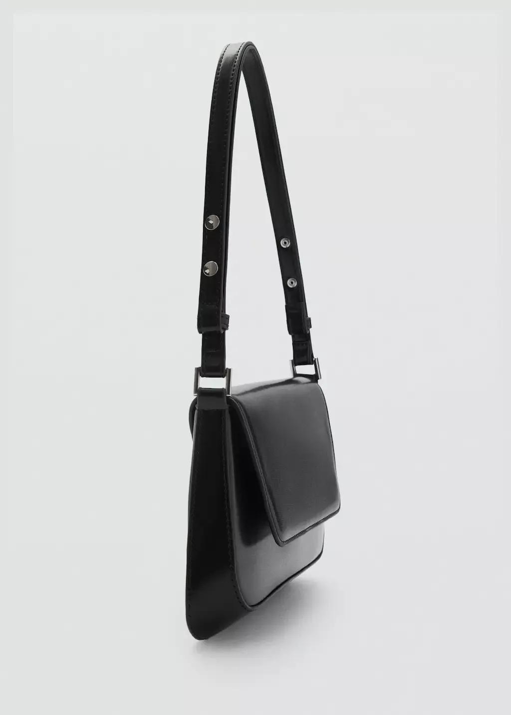 Black Shoulder Bag With Strap, , medium