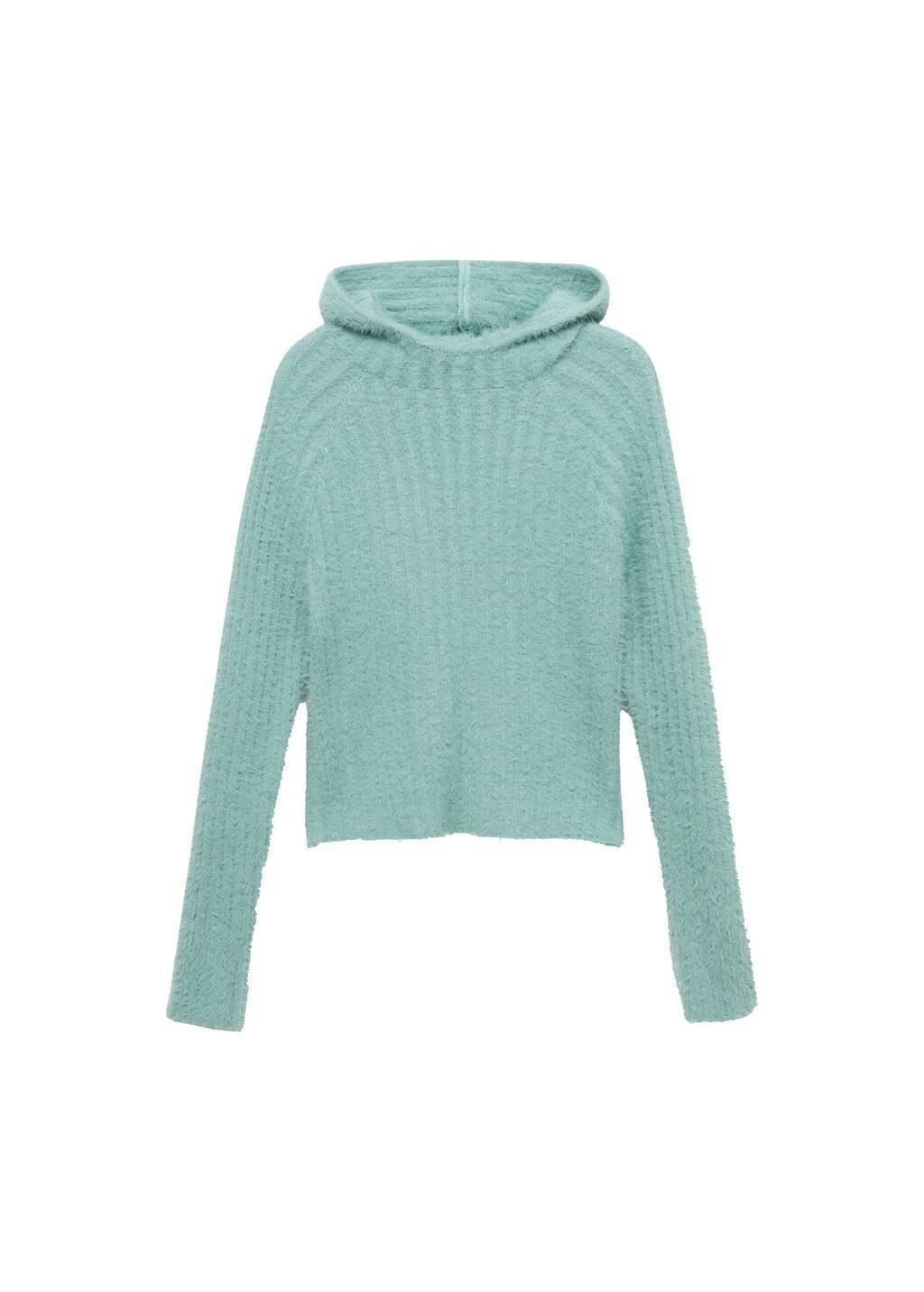 Turquoise Fur-Effect Hooded Sweater, , large image number 3