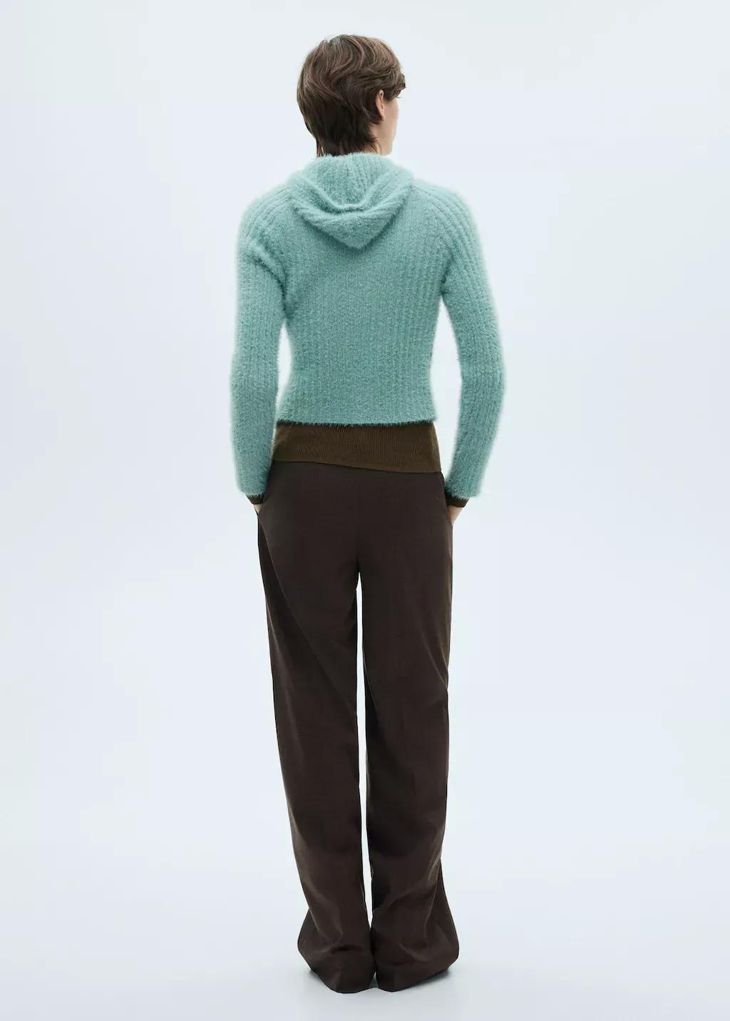 Turquoise Fur-Effect Hooded Sweater, , large image number 4