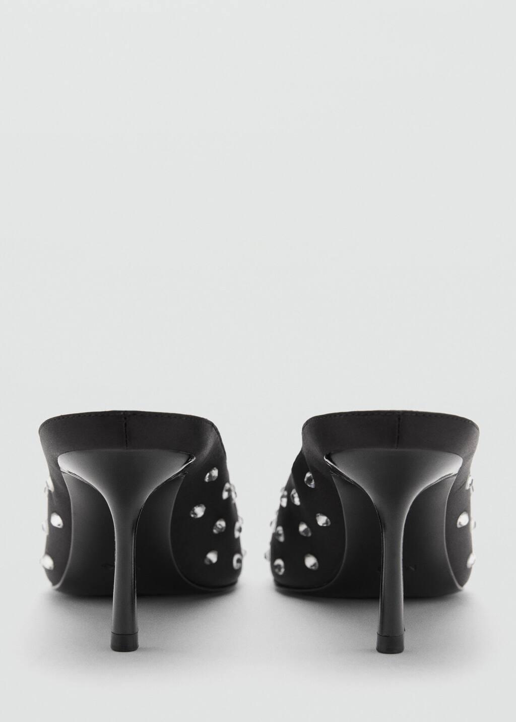 Black Crystal Slingback Heeled Shoe, , large image number 1