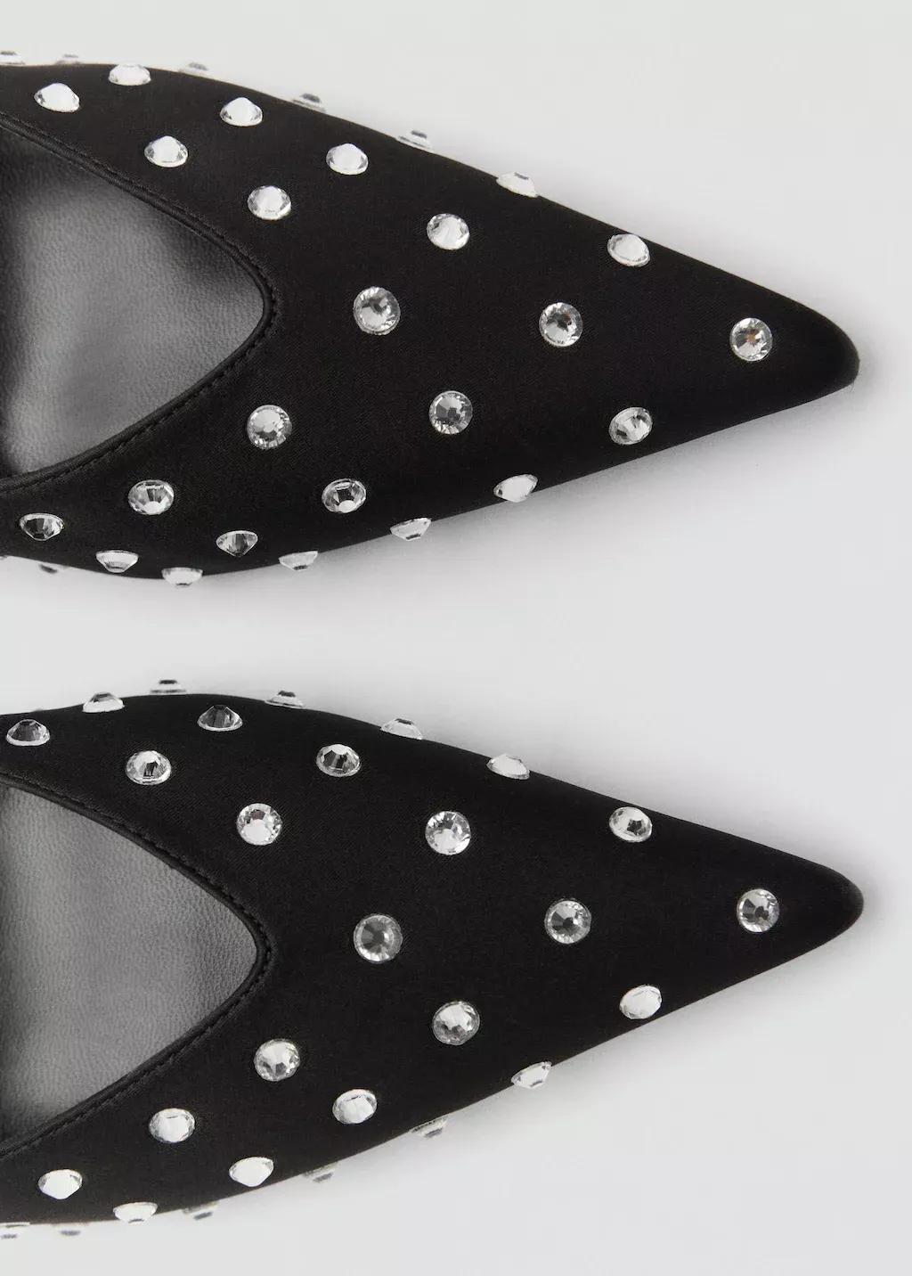 Black Crystal Slingback Heeled Shoe, , large image number 2
