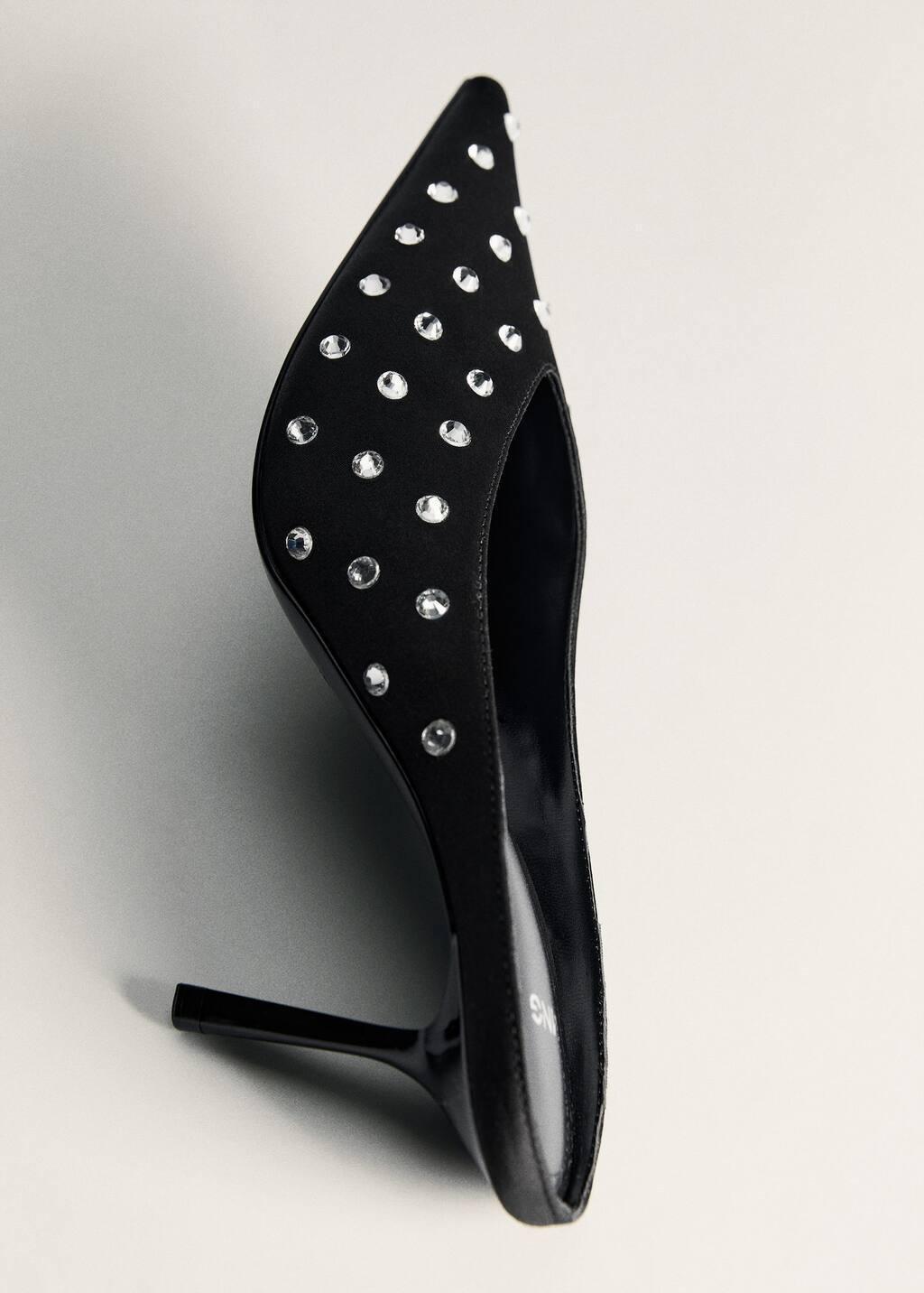 Black Crystal Slingback Heeled Shoe, , large image number 4
