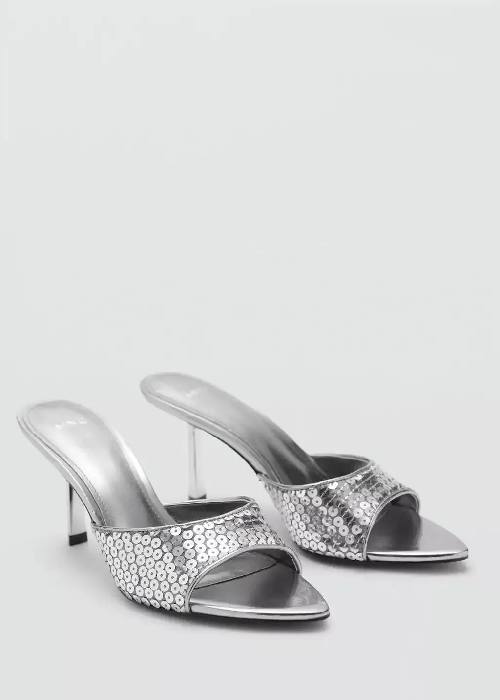 Silver Sequin Slingback Sandal, , large image number 0