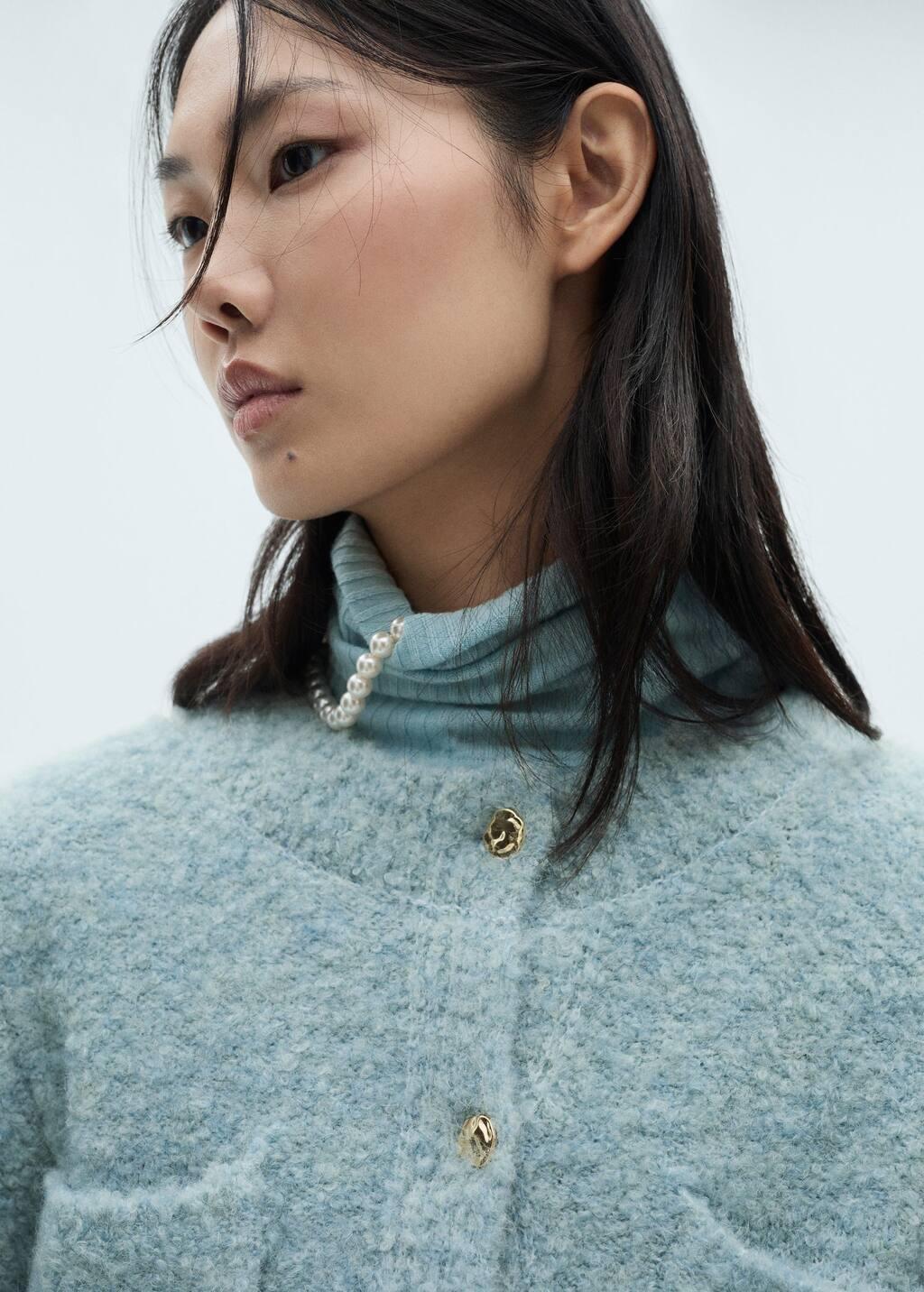 Blue Lt-Pastel Boucle Jacket With Jewel Buttons, , large image number 1